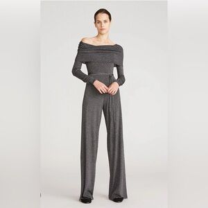 Adria Lurex Knit Halston Heritage Sparkling Black Long Sleeve Jumpsuit